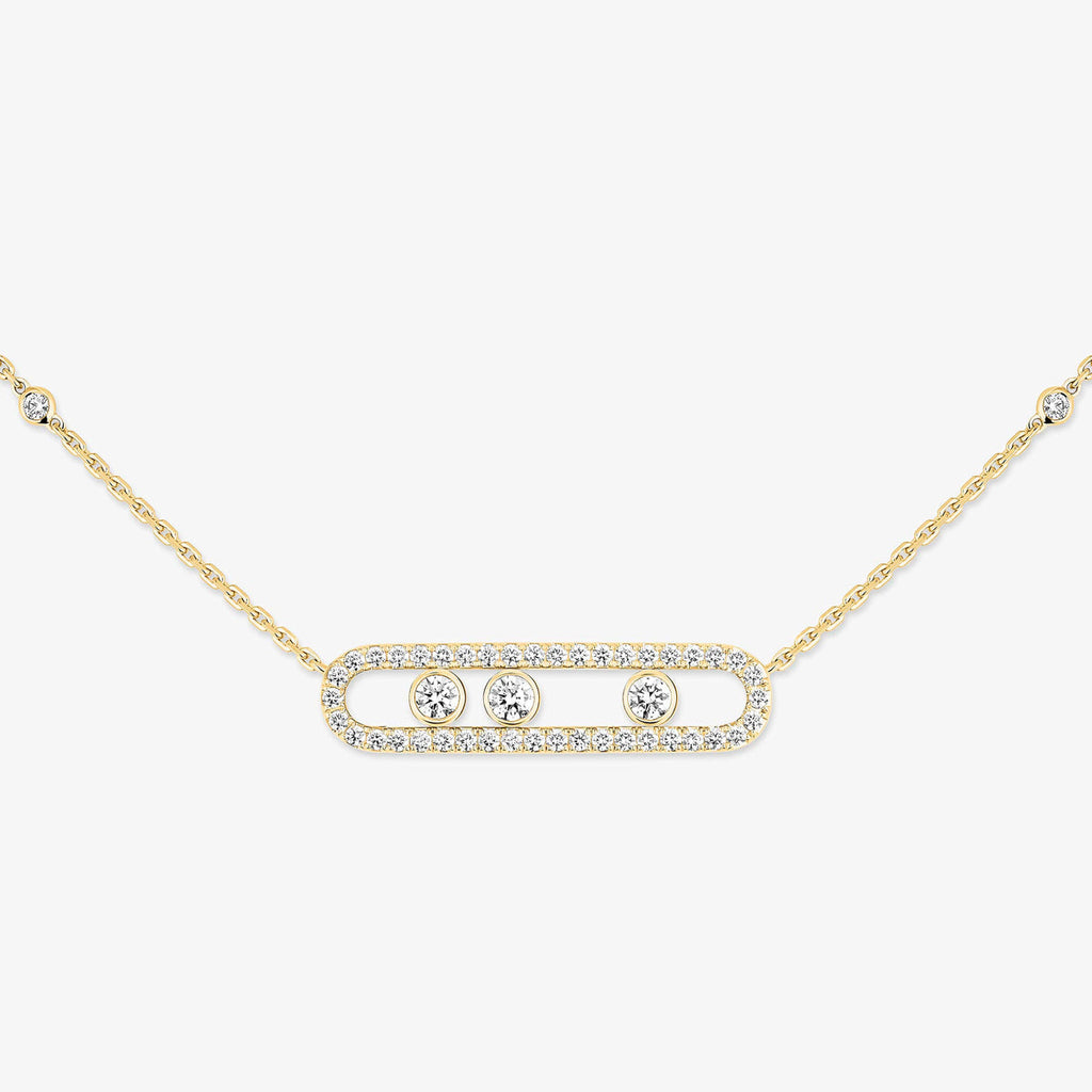 Pavé Full Diamond Halskette - kinetischer 4-Diamanten-Wohlstandstalisman