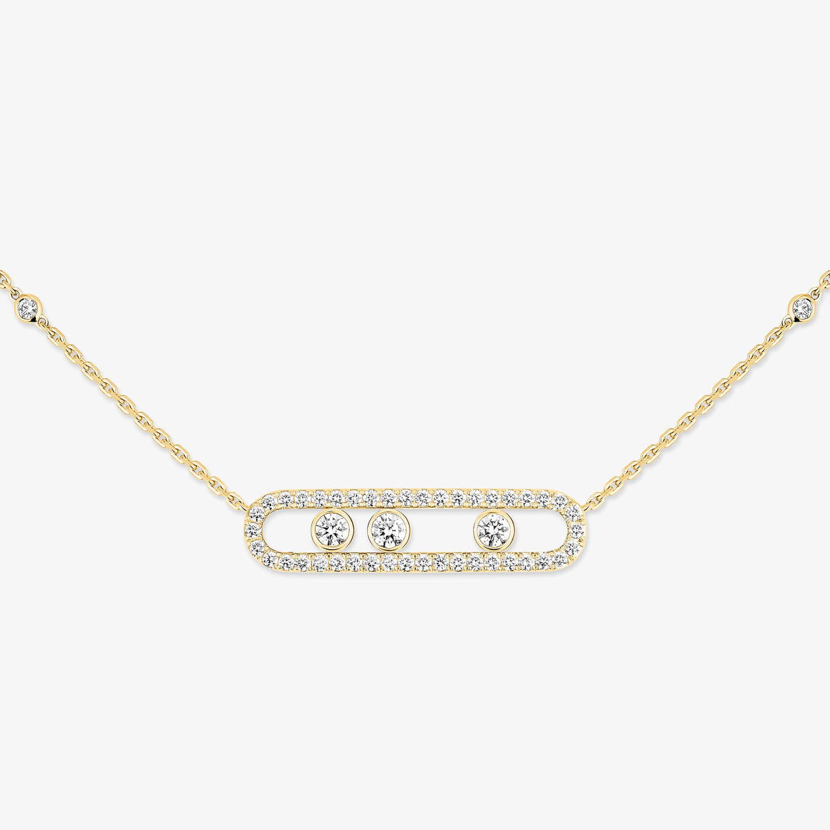 Pavé Full Diamond Halskette - kinetischer 4-Diamanten-Wohlstandstalisman