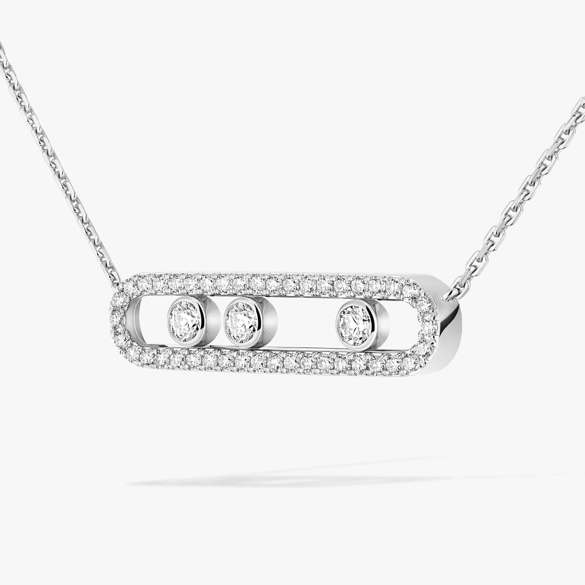 Pavé Full Diamond Halskette - kinetischer 4-Diamanten-Wohlstandstalisman