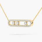 Pavé Full Diamond Halskette - kinetischer 4-Diamanten-Wohlstandstalisman