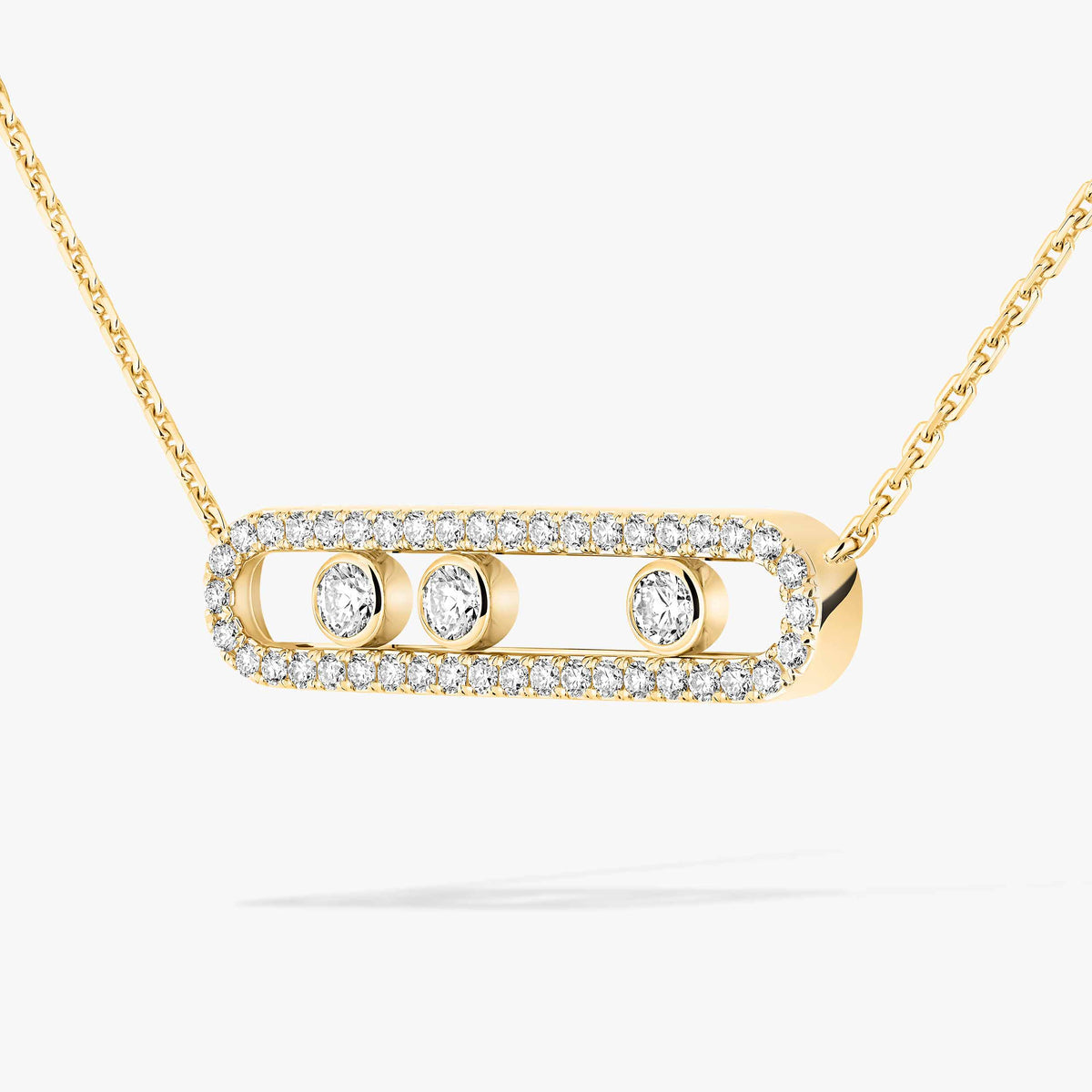 Pavé Full Diamond Halskette - kinetischer 4-Diamanten-Wohlstandstalisman