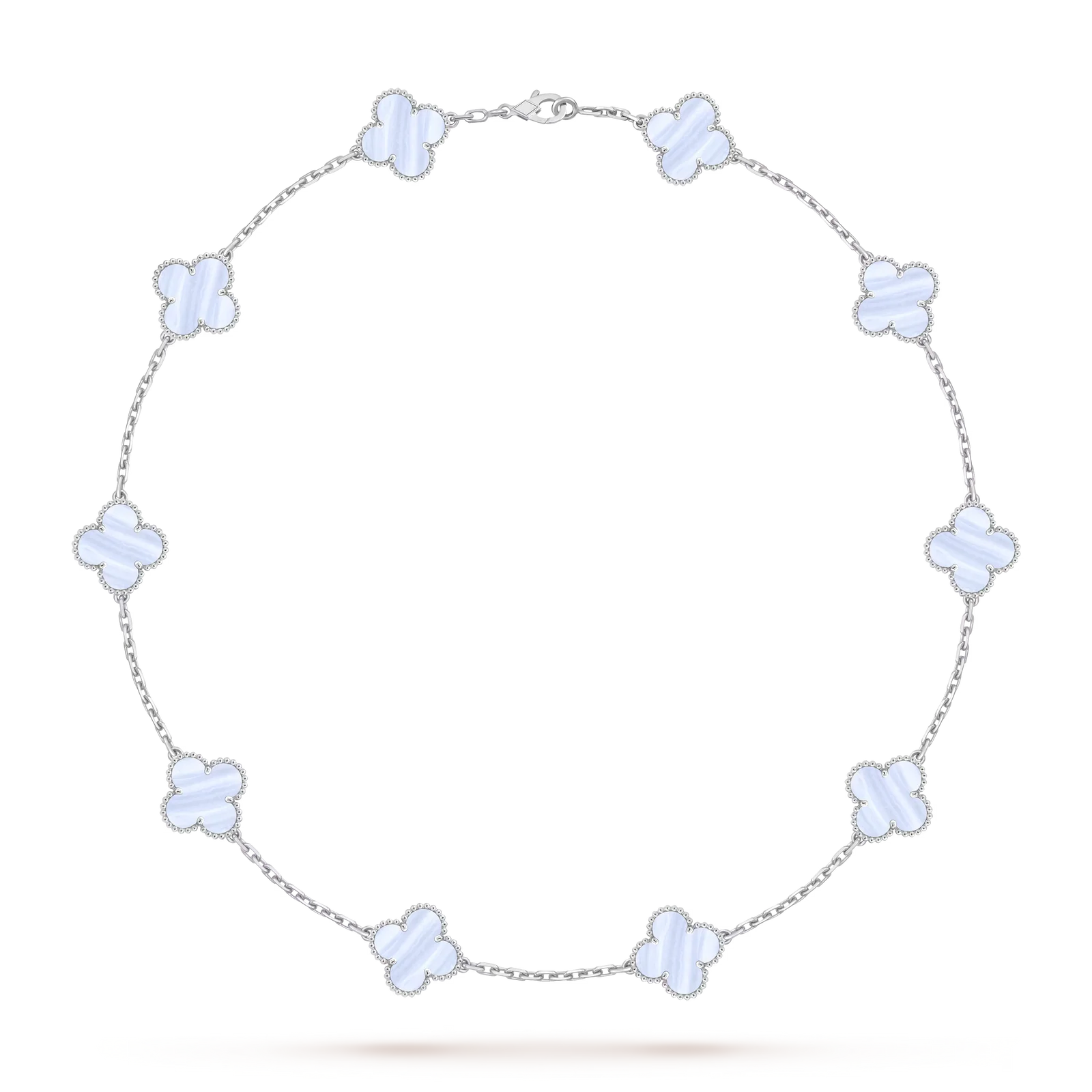 Classic Lucky 10-Motif Clover Necklace White Gold Collection