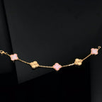 Lucky 5-Motif Clover Serenity Bracelet - Natural Pink Mother of Pearl