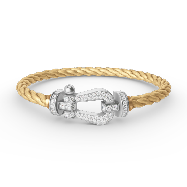 FORCE Großes Hufeisen-Vollpavé-Armband – Weißgold