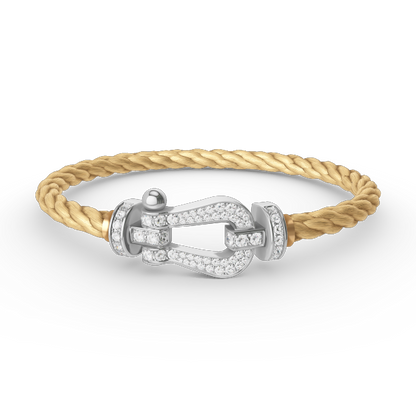 FORCE Large Horseshoe Full Diamond Bracelet - White Gold