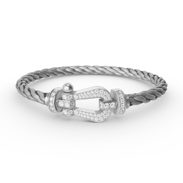 FORCE Großes Hufeisen-Vollpavé-Armband – Weißgold