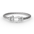 FORCE Großes Hufeisen-Vollpavé-Armband – Weißgold