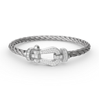 FORCE Großes Hufeisen-Vollpavé-Armband – Weißgold