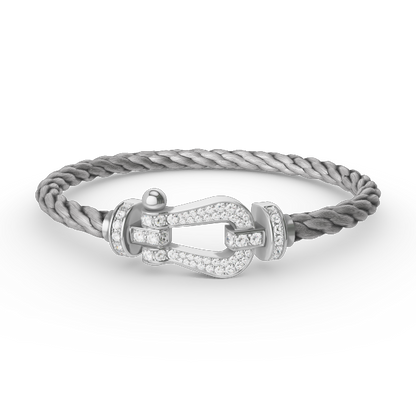 FORCE Large Horseshoe Full Diamond Bracelet - White Gold