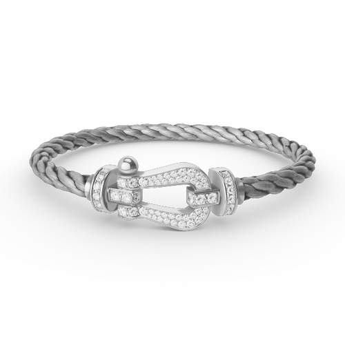 FORCE Large Horseshoe Full Diamond Bracelet - White Gold