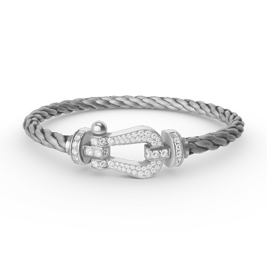 FORCE Large Horseshoe Full Diamond Bracelet - White Gold