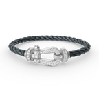 FORCE Großes Hufeisen-Vollpavé-Armband – Weißgold