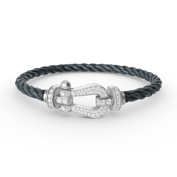 FORCE Großes Hufeisen-Vollpavé-Armband – Weißgold