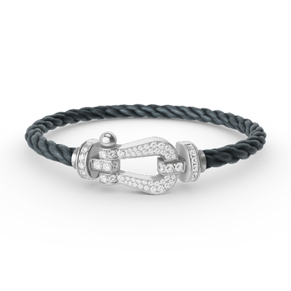 FORCE Large Horseshoe Full Diamond Bracelet - White Gold