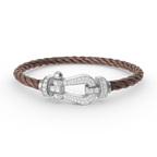 FORCE Großes Hufeisen-Vollpavé-Armband – Weißgold