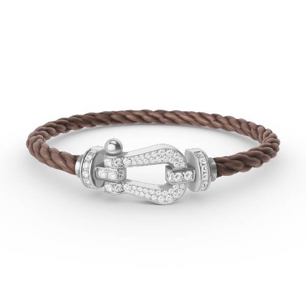 FORCE Großes Hufeisen-Vollpavé-Armband – Weißgold