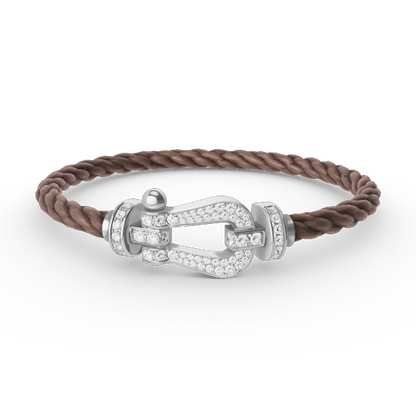 FORCE Large Horseshoe Full Diamond Bracelet - White Gold