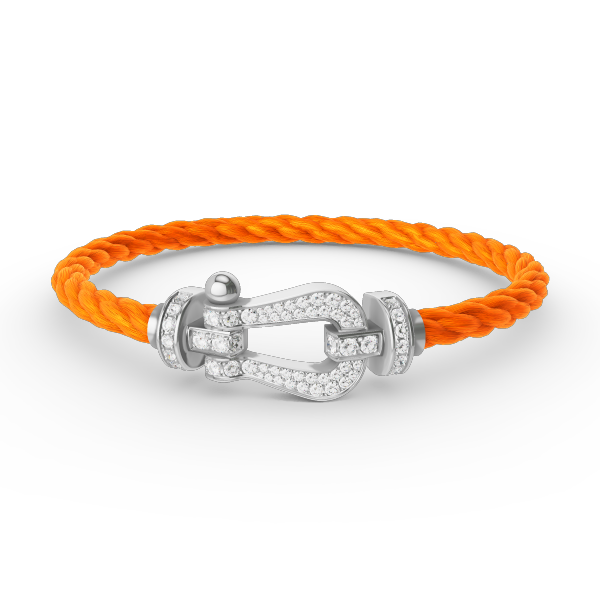 FORCE Großes Hufeisen-Vollpavé-Armband – Weißgold
