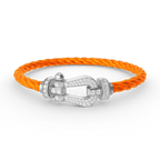 FORCE Großes Hufeisen-Vollpavé-Armband – Weißgold
