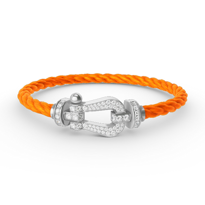 FORCE Large Horseshoe Full Diamond Bracelet - White Gold