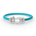FORCE Großes Hufeisen-Vollpavé-Armband – Weißgold