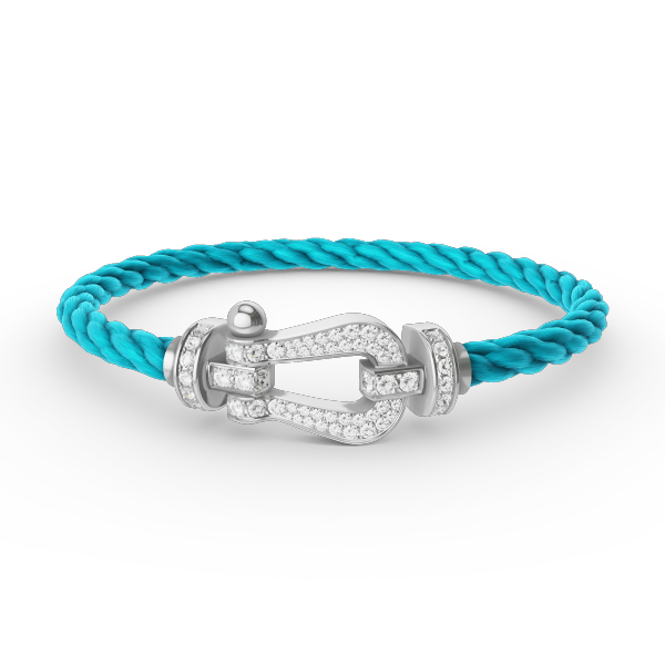 FORCE Großes Hufeisen-Vollpavé-Armband – Weißgold