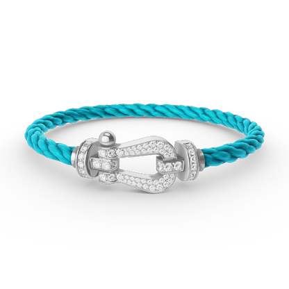 FORCE Large Horseshoe Full Diamond Bracelet - White Gold