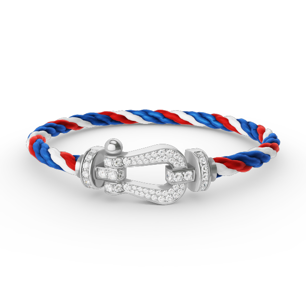 FORCE Großes Hufeisen-Vollpavé-Armband – Weißgold