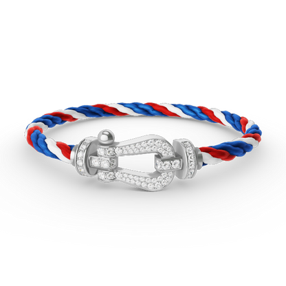 FORCE Large Horseshoe Full Diamond Bracelet - White Gold