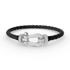 FORCE Großes Hufeisen-Vollpavé-Armband – Weißgold