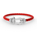 FORCE Großes Hufeisen-Vollpavé-Armband – Weißgold