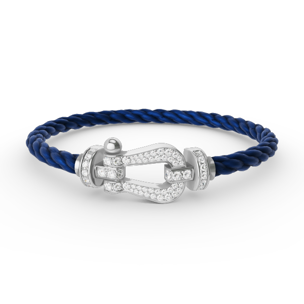 FORCE Großes Hufeisen-Vollpavé-Armband – Weißgold
