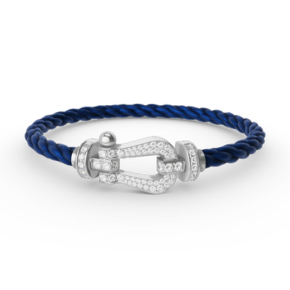 FORCE Large Horseshoe Full Diamond Bracelet - White Gold