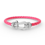 FORCE Großes Hufeisen-Vollpavé-Armband – Weißgold