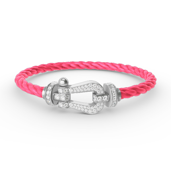 FORCE Großes Hufeisen-Vollpavé-Armband – Weißgold