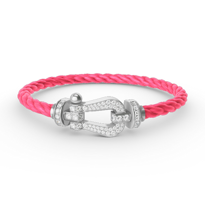 FORCE Large Horseshoe Full Diamond Bracelet - White Gold