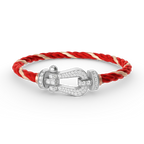 FORCE Großes Hufeisen-Vollpavé-Armband – Weißgold