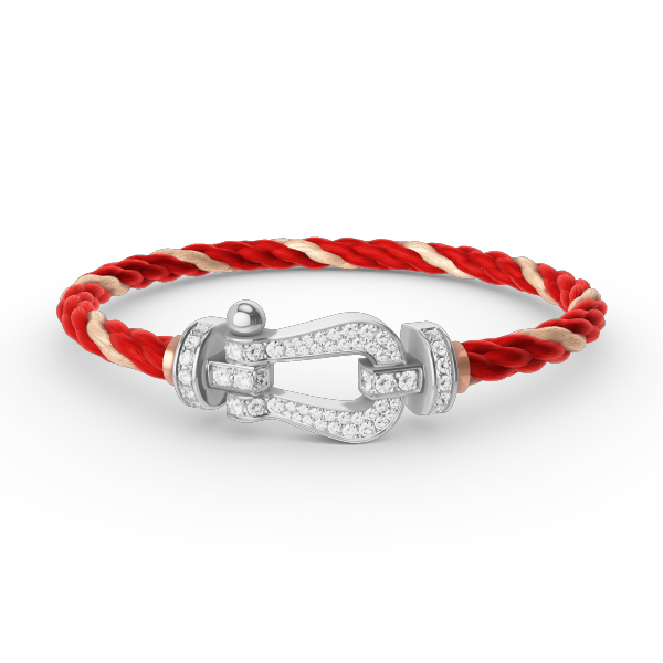 FORCE Großes Hufeisen-Vollpavé-Armband – Weißgold