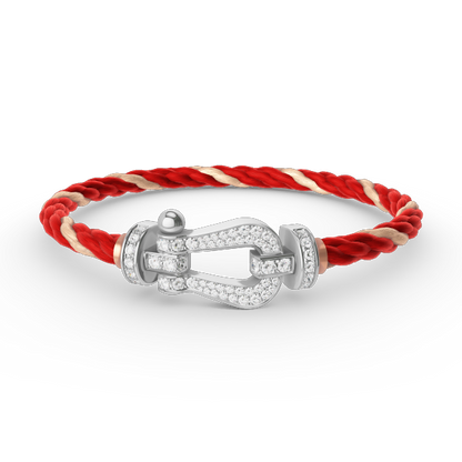FORCE Large Horseshoe Full Diamond Bracelet - White Gold