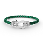 FORCE Großes Hufeisen-Vollpavé-Armband – Weißgold