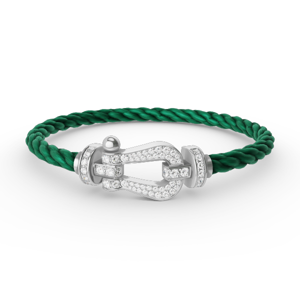 FORCE Großes Hufeisen-Vollpavé-Armband – Weißgold