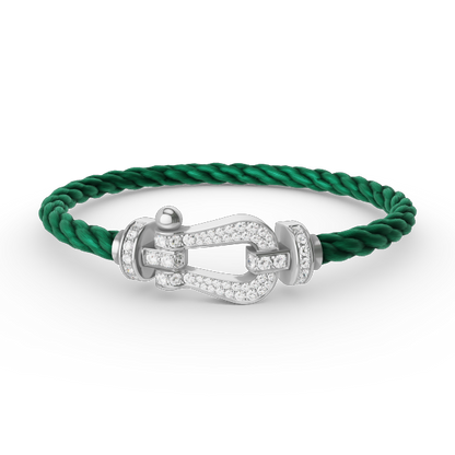FORCE Large Horseshoe Full Diamond Bracelet - White Gold