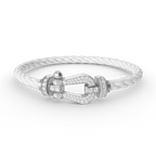 FORCE Großes Hufeisen-Vollpavé-Armband – Weißgold