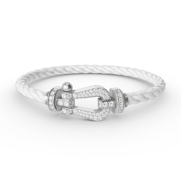 FORCE Großes Hufeisen-Vollpavé-Armband – Weißgold